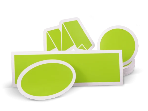 Blank Green Stickers in Various Shapes PNG