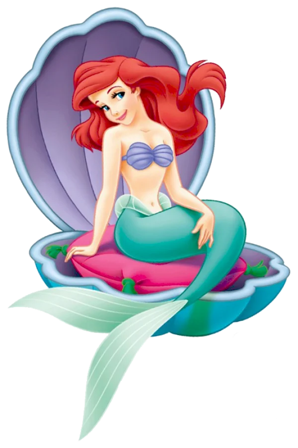 Ariel The Little Mermaid in Seashell PNG Transparent Background