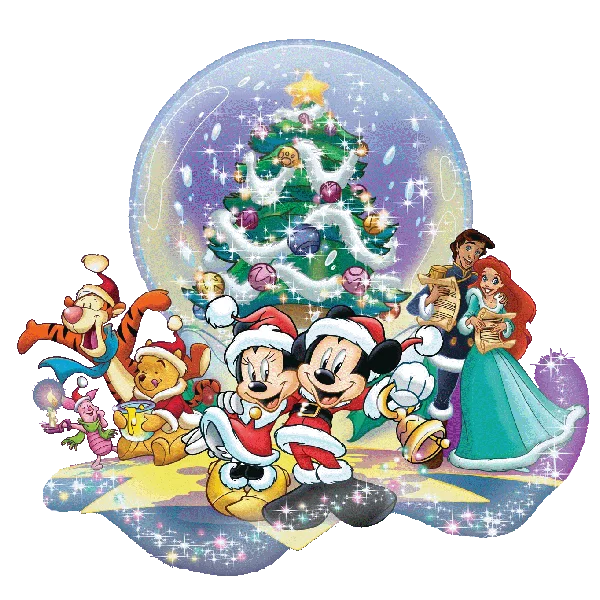 Disney Characters Christmas Snow Globe PNG
