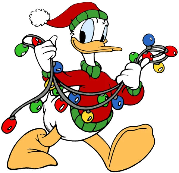 Donald Duck Tangled in Christmas Lights PNG