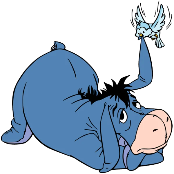Eeyore with Blue Bird PNG Transparent Background
