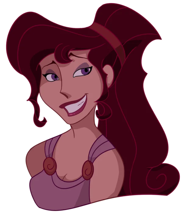 Megara Smirking with Hearts PNG Transparent Background