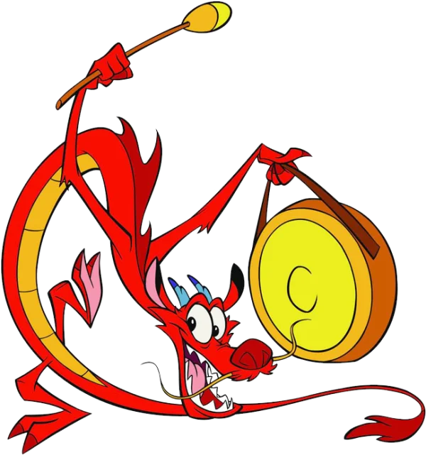 Mushu Dragon Playing Gong PNG Transparent