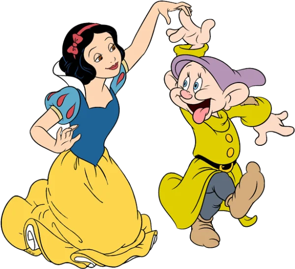 Snow White and Dopey Dancing PNG Transparent Background