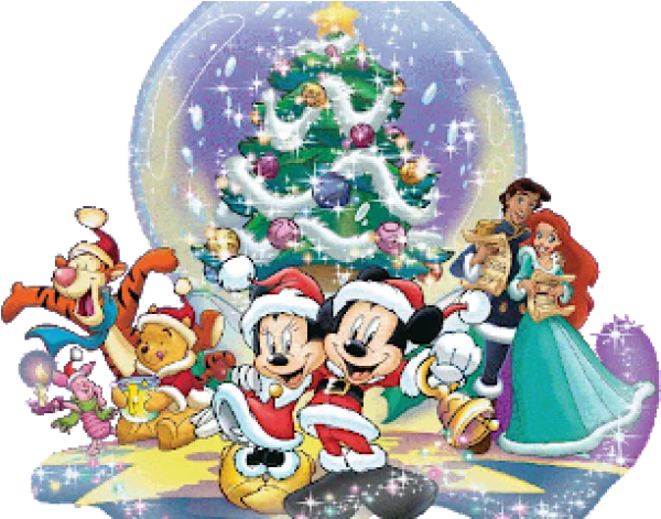 Disney Characters Christmas Snow Globe PNG Transparent Background