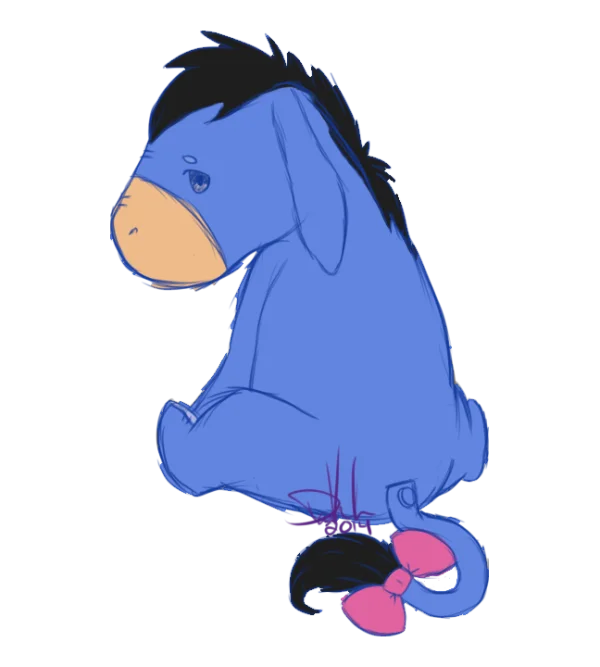 Eeyore Sad Sketch Cartoon PNG