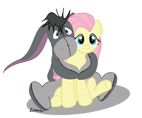 Eeyore Hugging Fluttershy Cartoon PNG