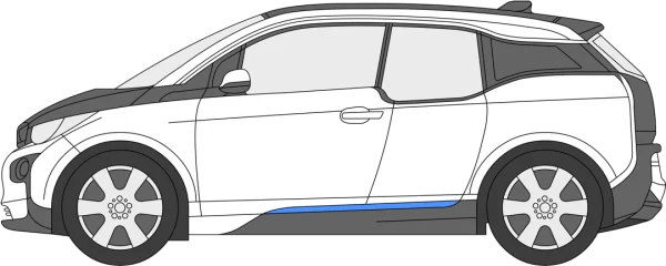 White Electric Car Side View Outline PNG