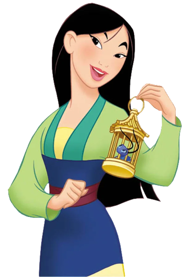 Mulan Holding Cri-Kee in Cage PNG Transparent Background