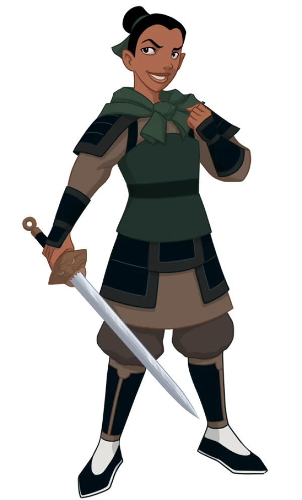 Mulan in Armor Holding Sword PNG Transparent Background