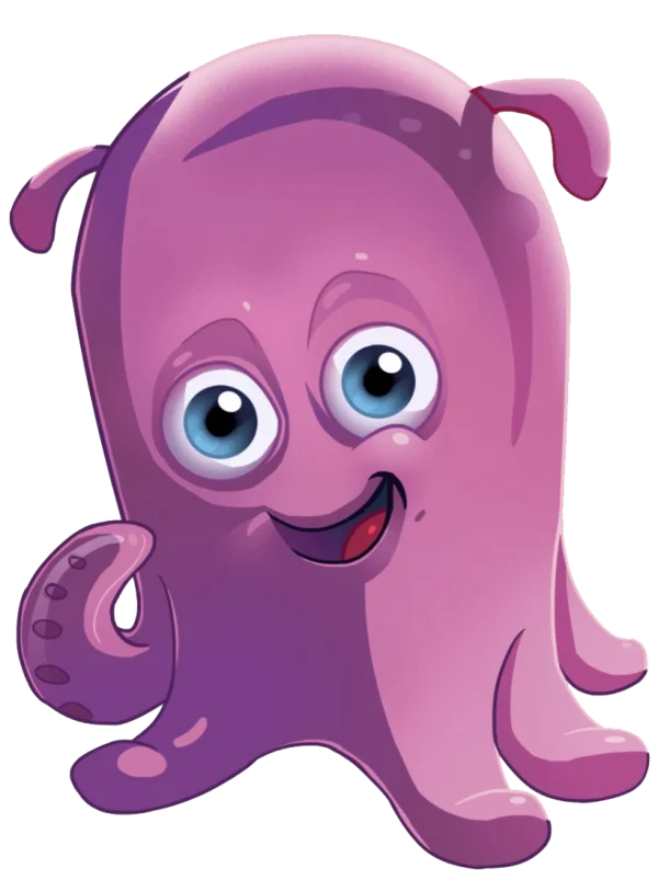Smiling Purple Cartoon Octopus PNG
