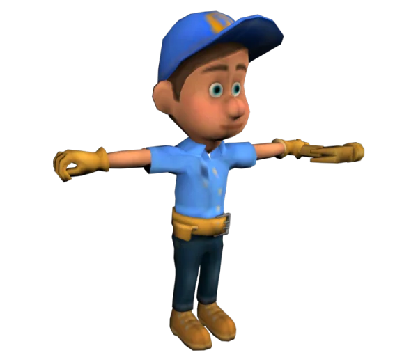 3D Cartoon Plumber Character PNG Transparent