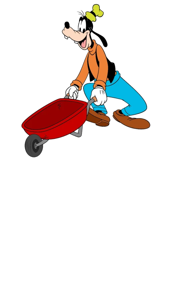 Goofy Pushing Wheelbarrow PNG Transparent Background