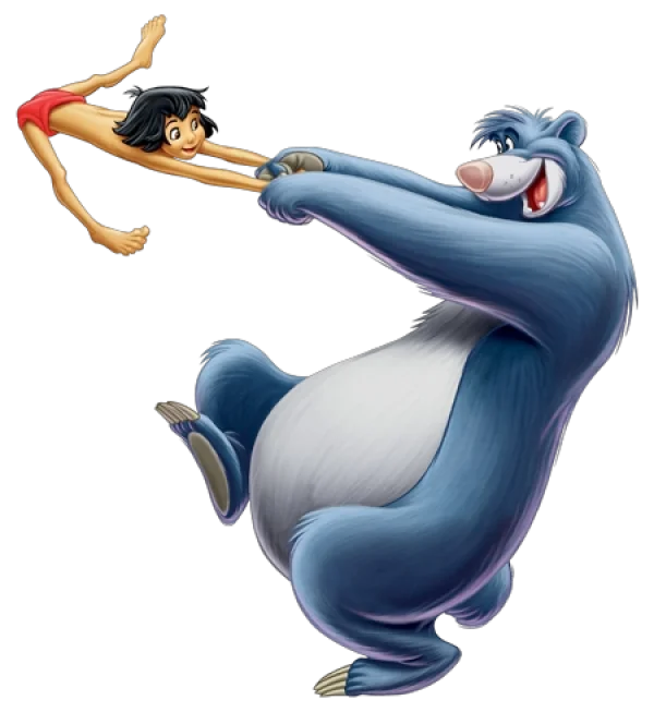 Baloo and Mowgli Swinging Transparent PNG