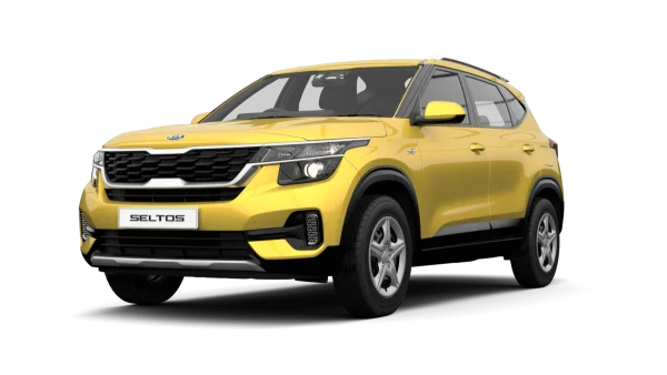 Yellow Kia Seltos SUV Transparent Background