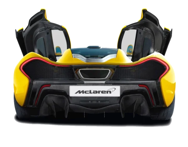Yellow McLaren P1 Supercar Rear View PNG