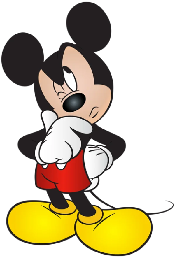Mickey Mouse Thinking Pose PNG Transparent Background