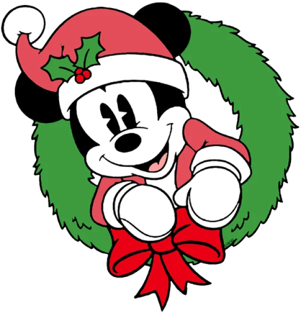 Mickey Mouse Christmas Wreath with Bow PNG
